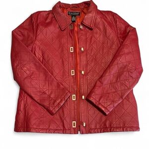 Dialogue Women's Vibrant Red Leather Jacket